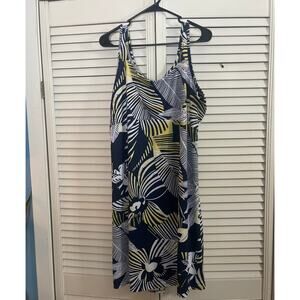 Columbia PFG Freezer III Tank Dress Cooling UPF 50 Blue White Yellow Size 2XL